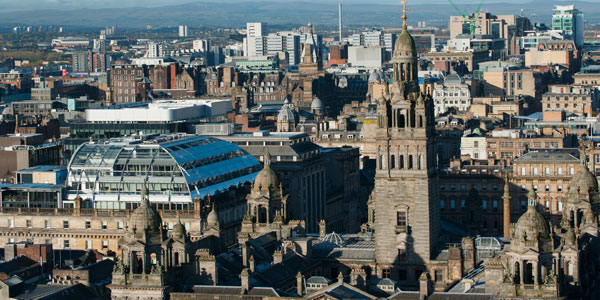 aerial shot of Glasgow