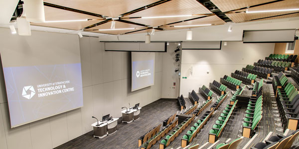Auditorium B&C combined in the Technology and Innovation Centre, view from rear.  Photo: Lucy Knott