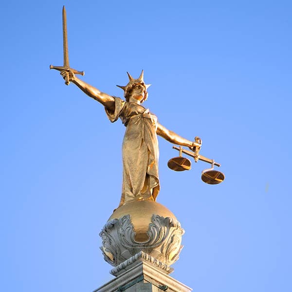 Lady Justice statue from Old Bailey
