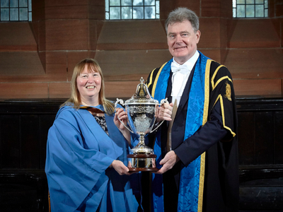 Dr Carol Marsh OBE receives the Alumna of the Year trophy