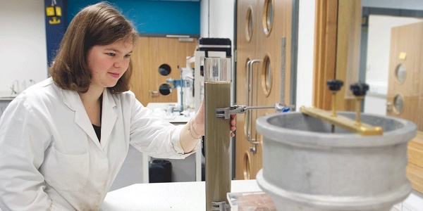 Female student in lab coat