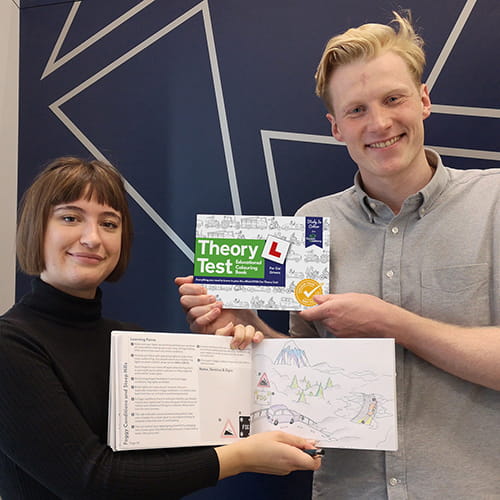 Katie Forbes and Matthew Carter with Theory Test Educational Colouring Book