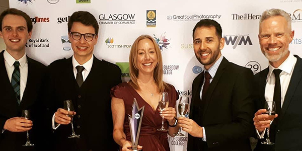 Conference and events and sustainability team with Glasgow Business Award 