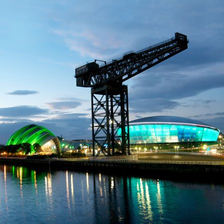 Glasgow at Night - Clyde, Crane, Armadillo, Hydro