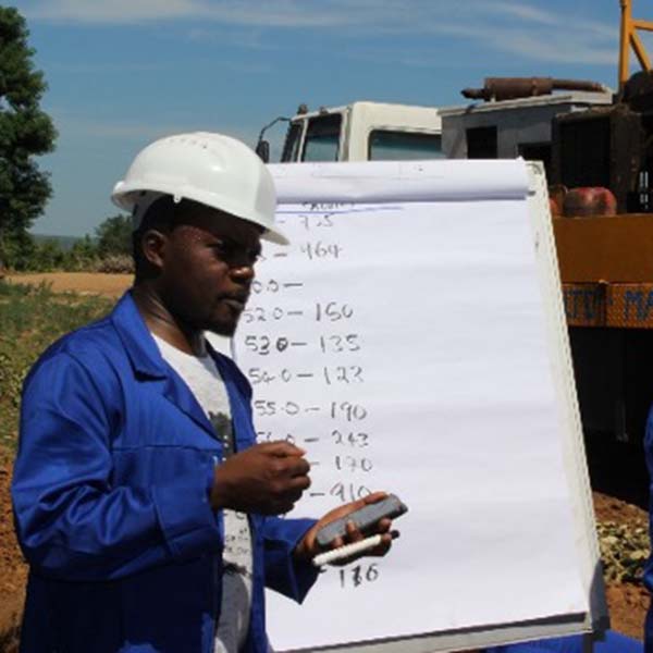 Steve Kumweda, MSc Hydrogeology student at an onsite professional borehole drilling standards course