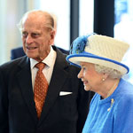 The Principal talks with The Duke of Edinburgh and The Queen at the official opening of the Technology & Innovation Centre.