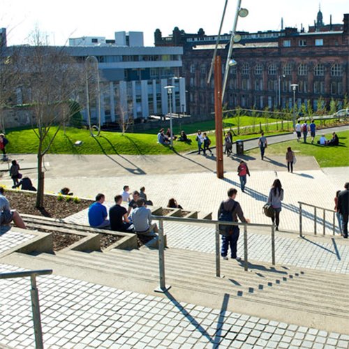 Students on the University of Strathclyde campus