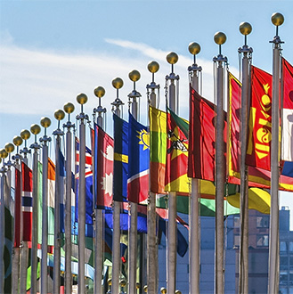 Flags at UN Headquarters