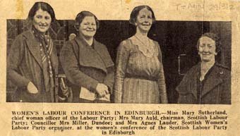 Newspaper clipping from Women's Labour Conference in Edinburgh.