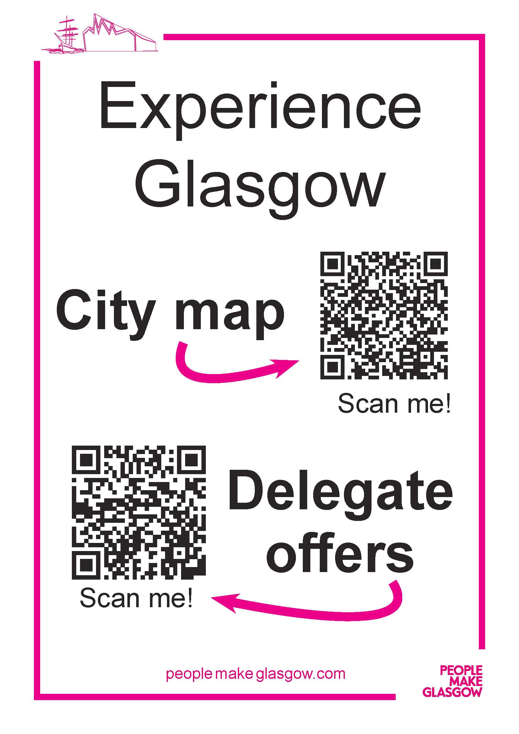 QR codes with links to Glasgow city map and what to see and do QR codes with links to Glasgow city map and what to see and do