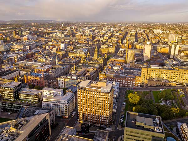 Aerial of the Livingston Tower in Glasgow city centre. Aerial of the Livingston Tower in Glasgow city centre.