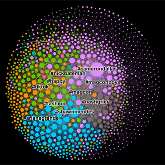 A graphic representation of Instagram network sizes