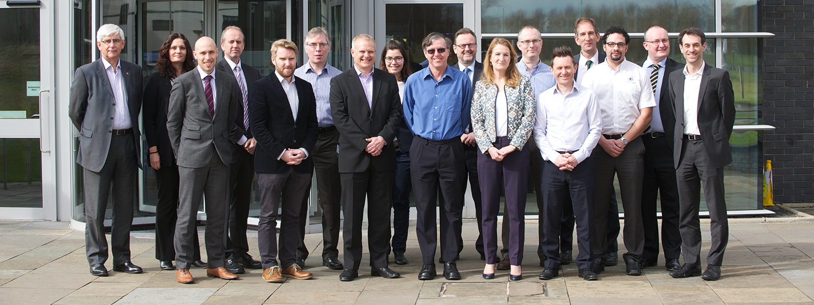 HVM Chief Technology Officers at the main entrance of the Advanced Forming Research Centre.