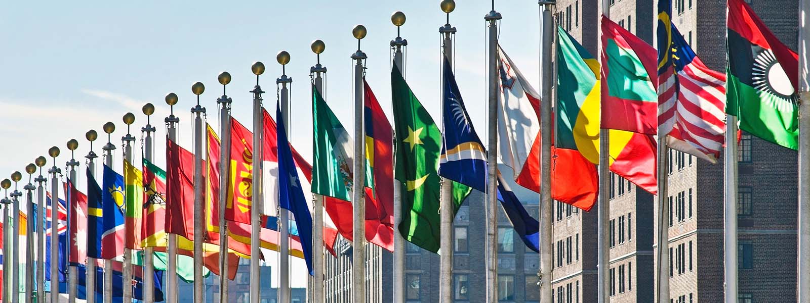 Flags of all nations outside the UN in New York City