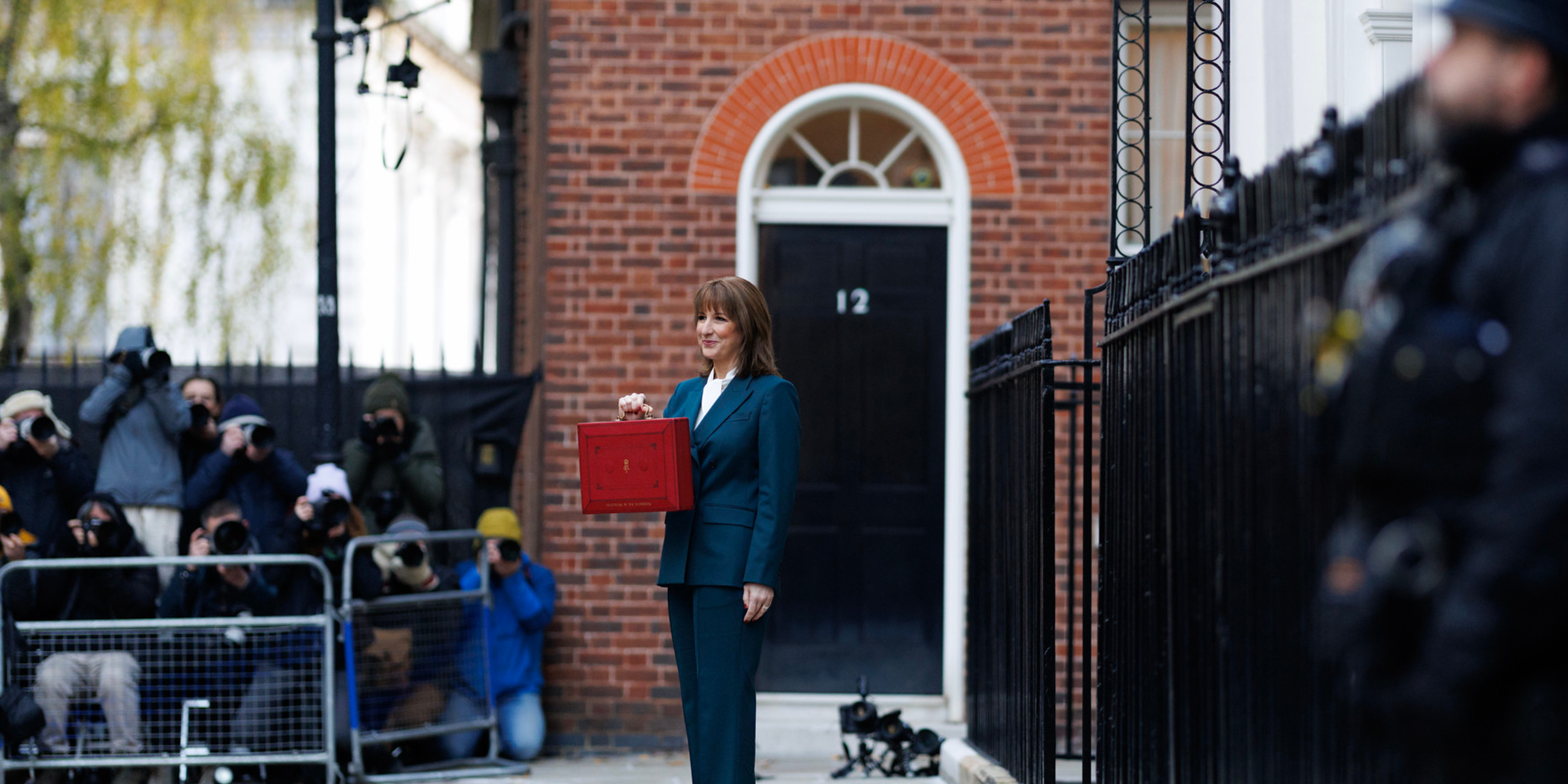 Rachel Reeves holding the red Budget briefcase