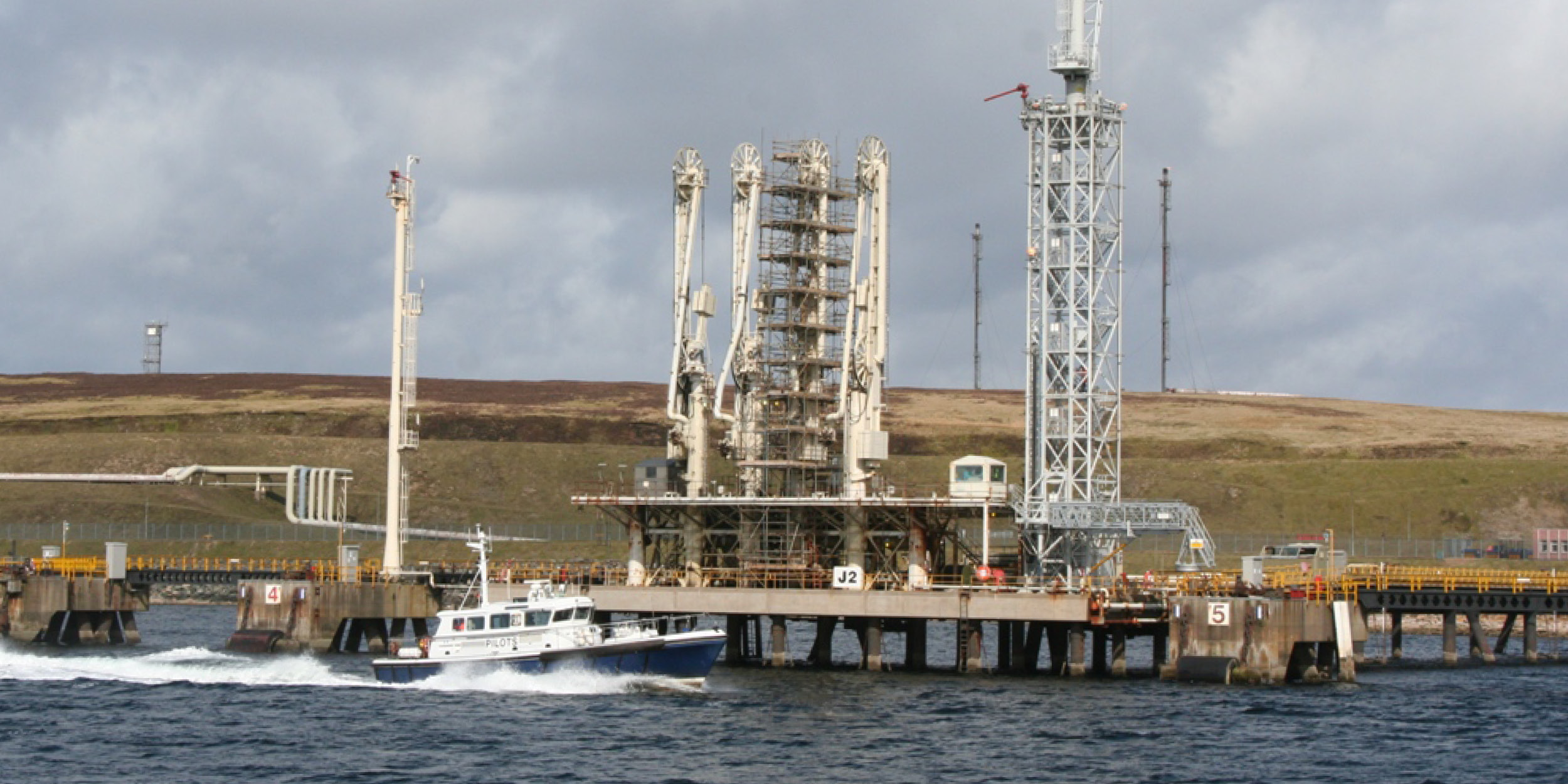 Photo of Sullom Voe Terminal infrastructure off the coast of Shetland