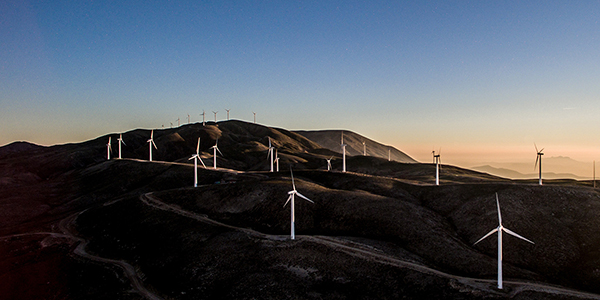 Wind turbines on a hill