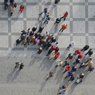 A view of a crowd from above