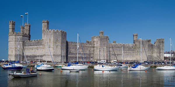 Caernarfon Castle on a sunny day