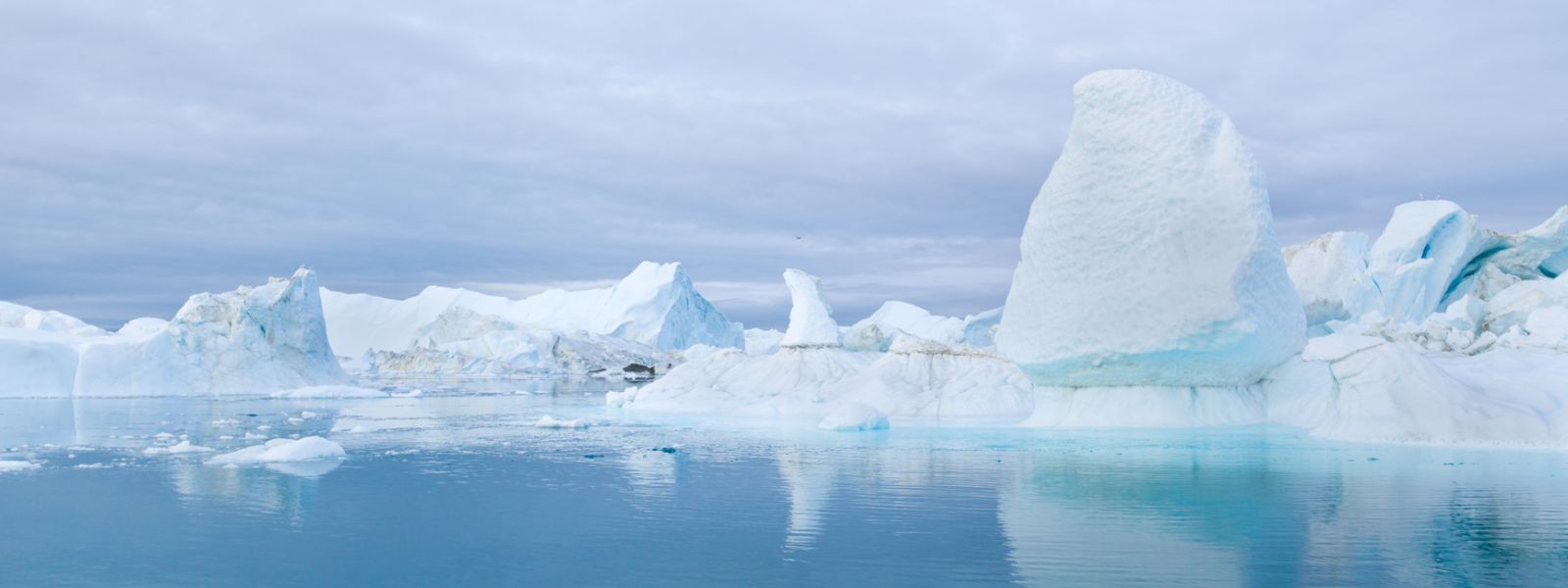 Ice bergs in the Arctic Sea.