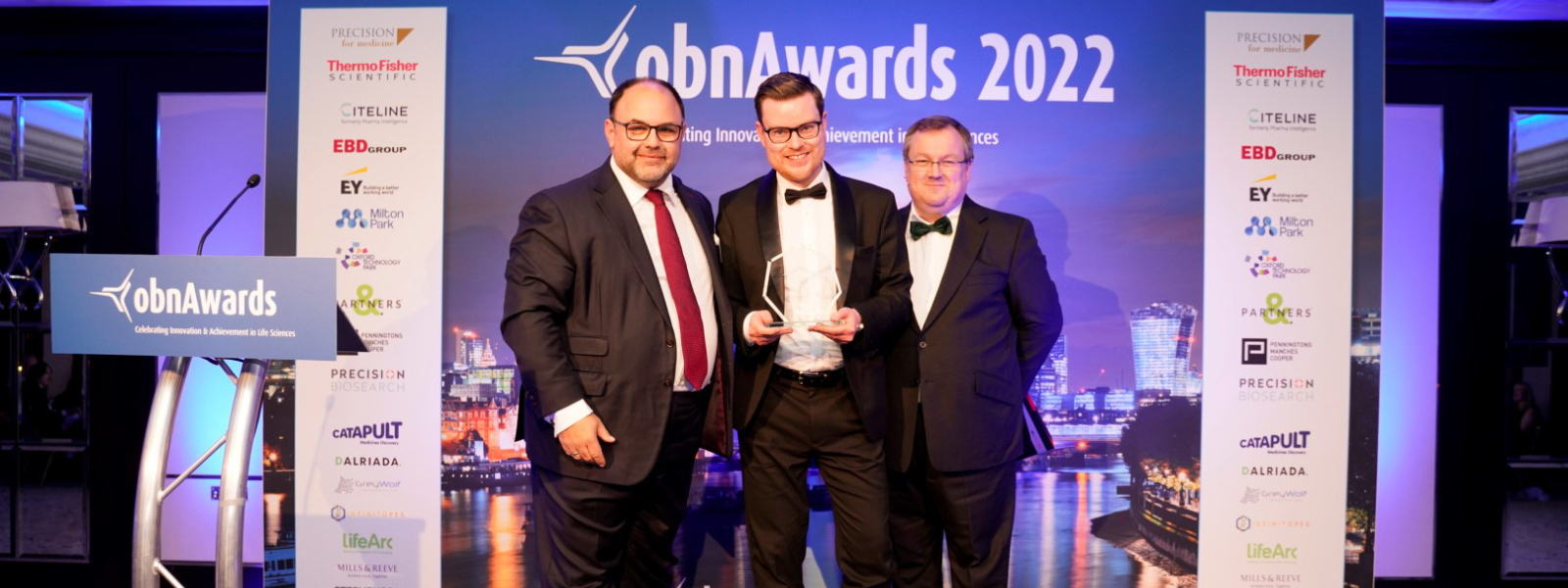 Stuart Hannah, CEO of Microplate DX is presented with one of the awards Stuart Hannah, CEO of Microplate DX is presented with one of the awards