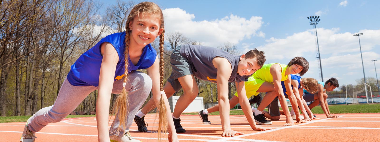 Children line up ready to run a race