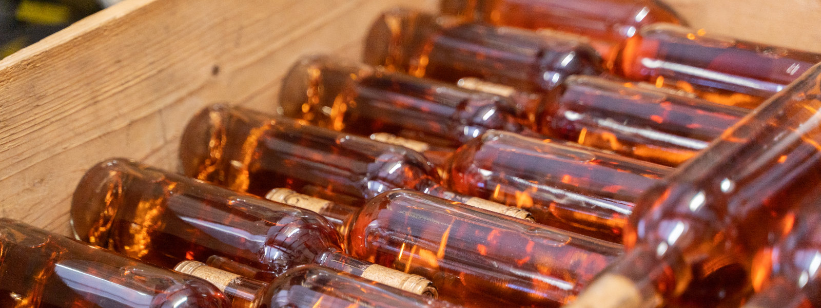 Whisky bottles on a production line