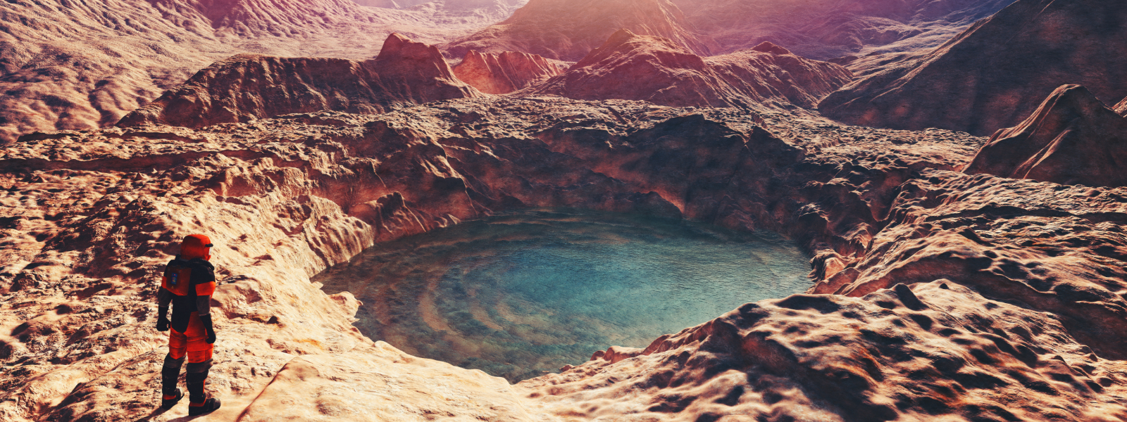 Astronaut and water on Mars