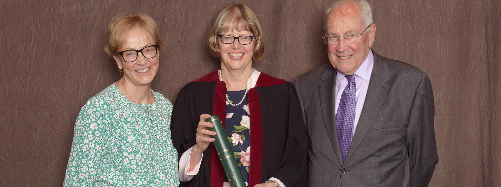  Professor Marion Bennie with nominators Professor Angela Timoney and Professor David Lawson.