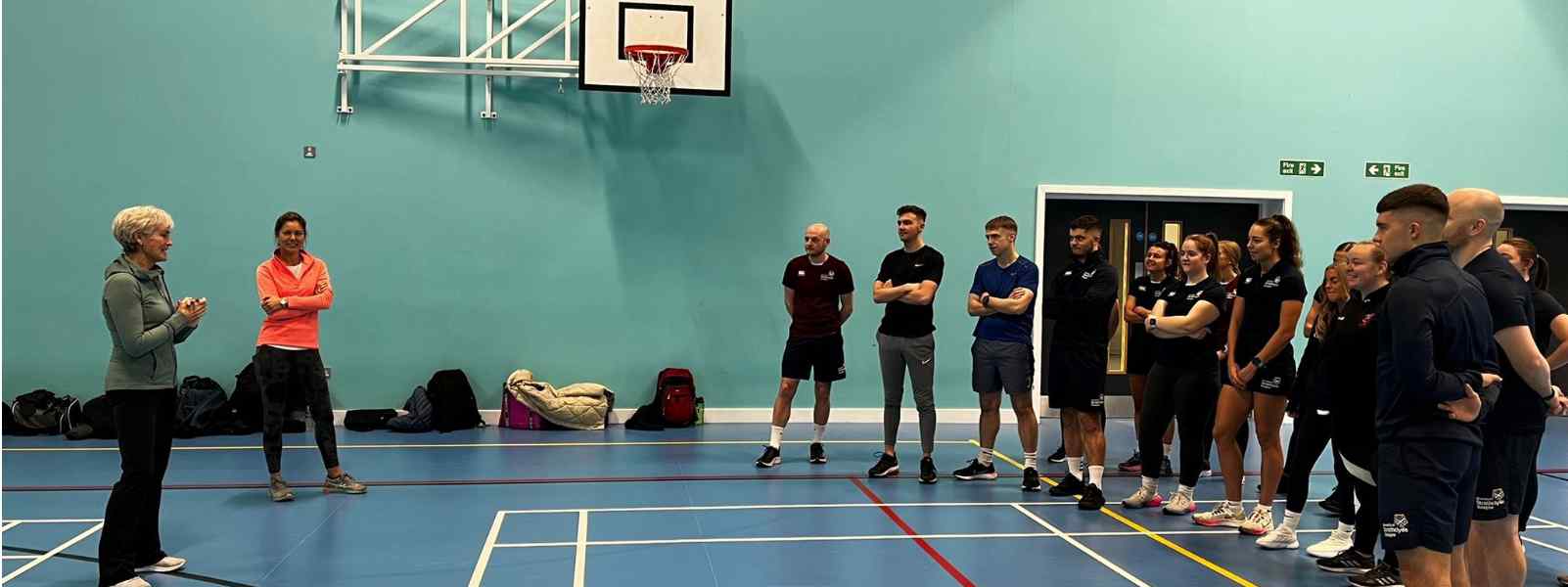 Judy Murray (far left) speaks to Strathclyde PGDE students