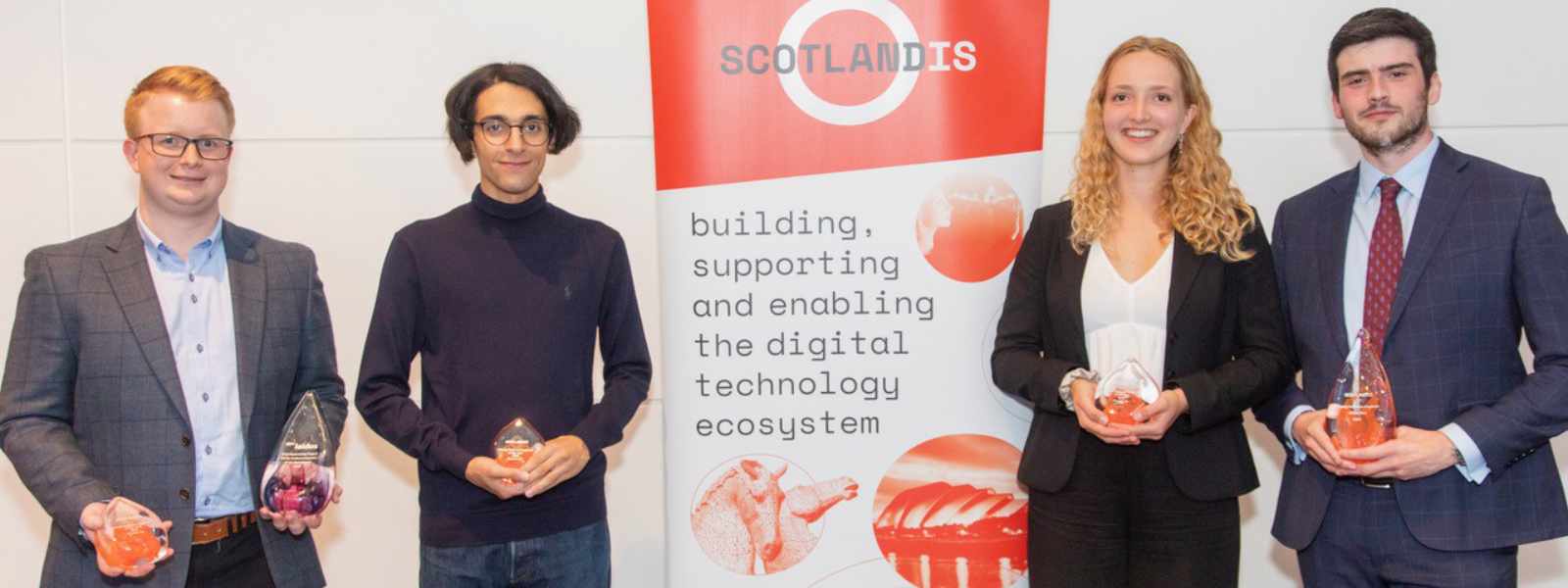 Callum Inglis, left, with other Young Software Engineer award winners.