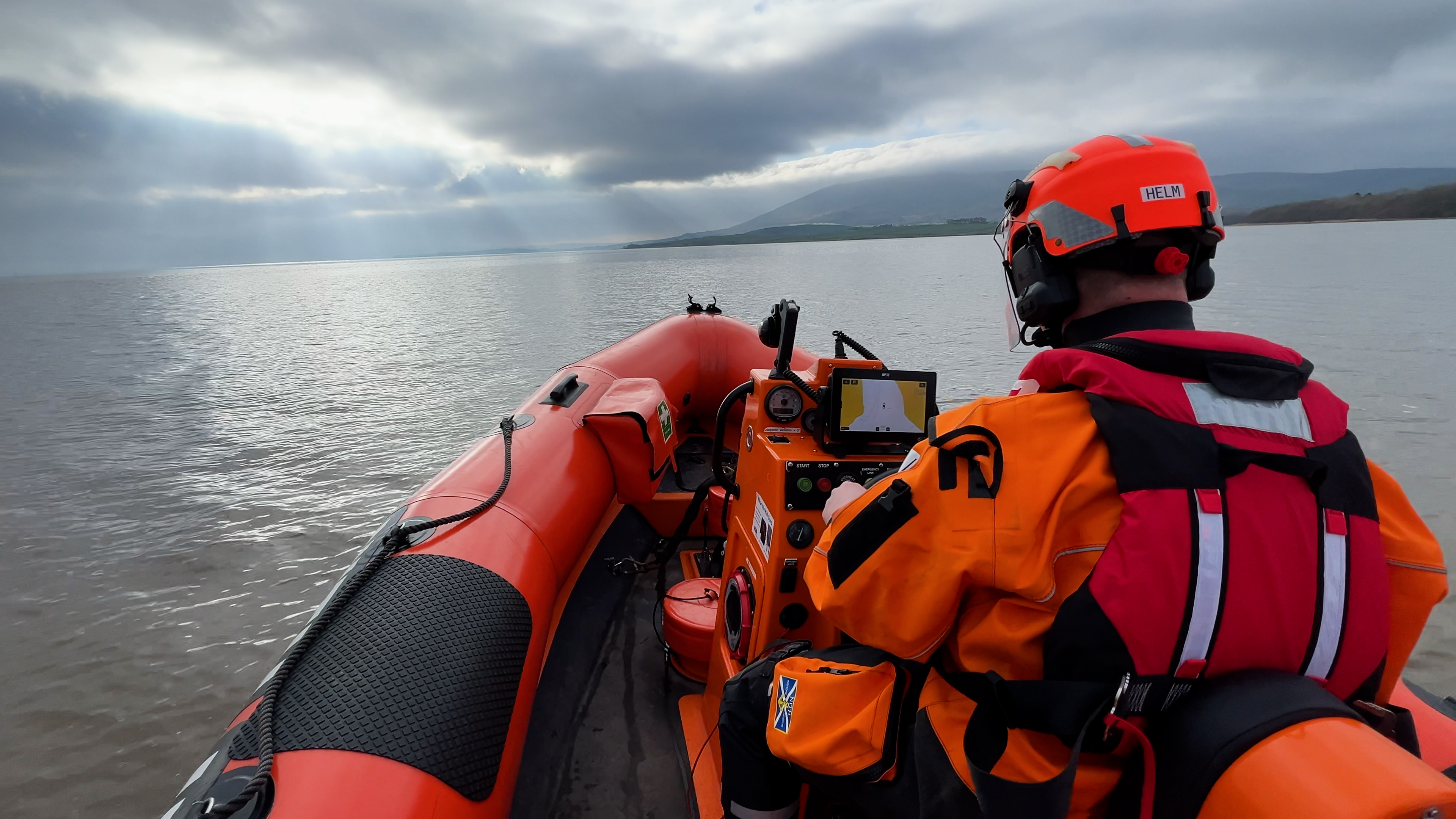 The crew using the data out on the Solway Firth The crew using the data out on the Solway Firth