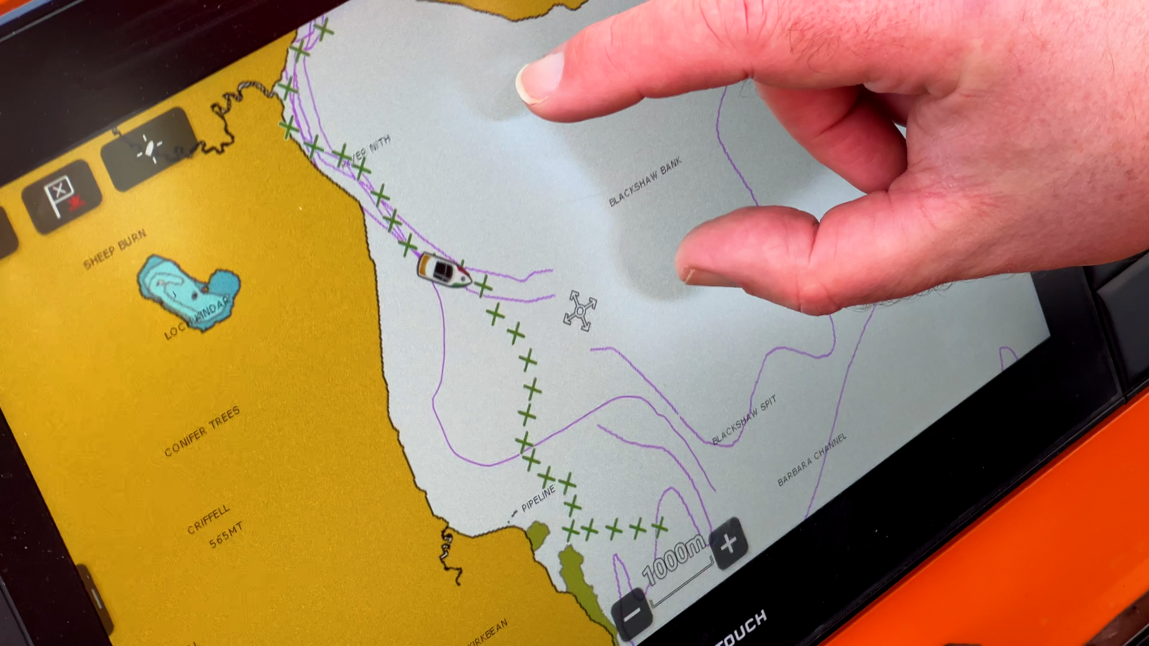 The crew are supplied with updated charts of satellite imagery generated waypoints