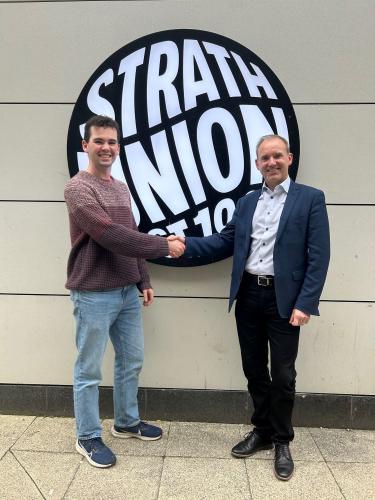 Strath Union President, Fraser Brown and Professor Stephen McArthur, Principal and Vice-Chancellor of the University of Strathclyde.