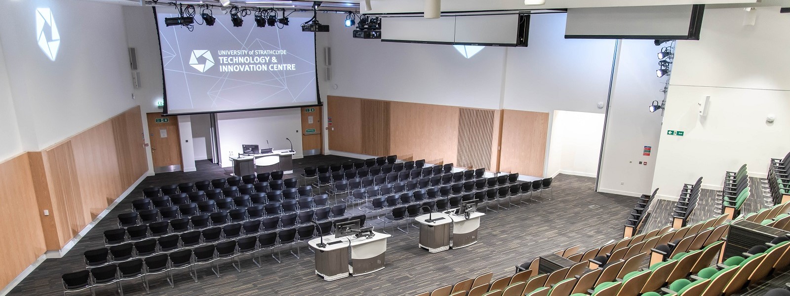 Main auditorium in Technology and Innovation Centre, view from rear.  Photo: Lucy Knott
