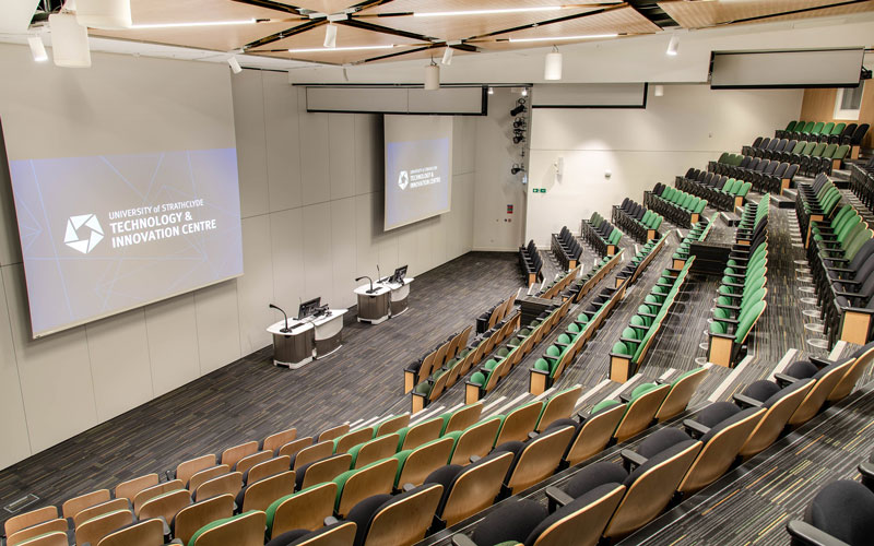 Auditorium B&C in the Technology and Innovation Centre, view from rear.  Photo: Lucy Knott