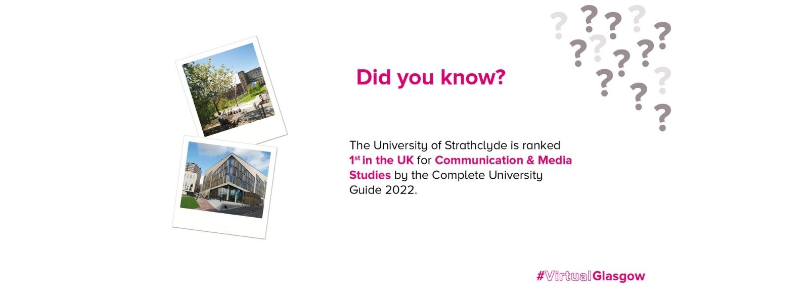 A slide from Glasgow Convention Bureau's Hybrid Toolkit displaying information on University of Strathclyde's rankings