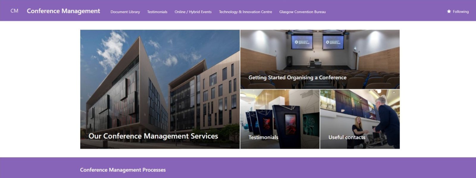 A banner of the Conference Management Service Sharepoint site
