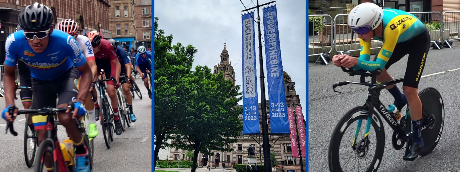 Cyclists compete in Glasgow around George Square during the championship races