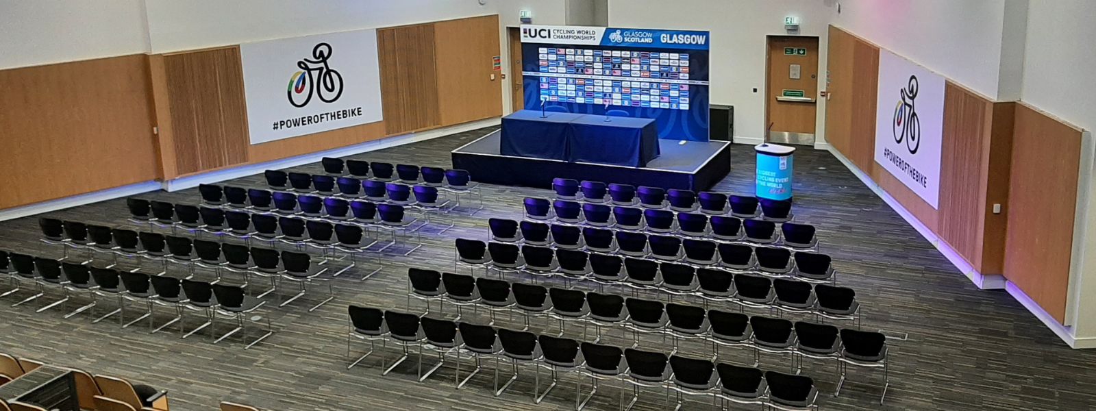 The Technology and Innovation Centre's Main Auditorium set for UCI press conference The Technology and Innovation Centre's Main Auditorium set for UCI press conference
