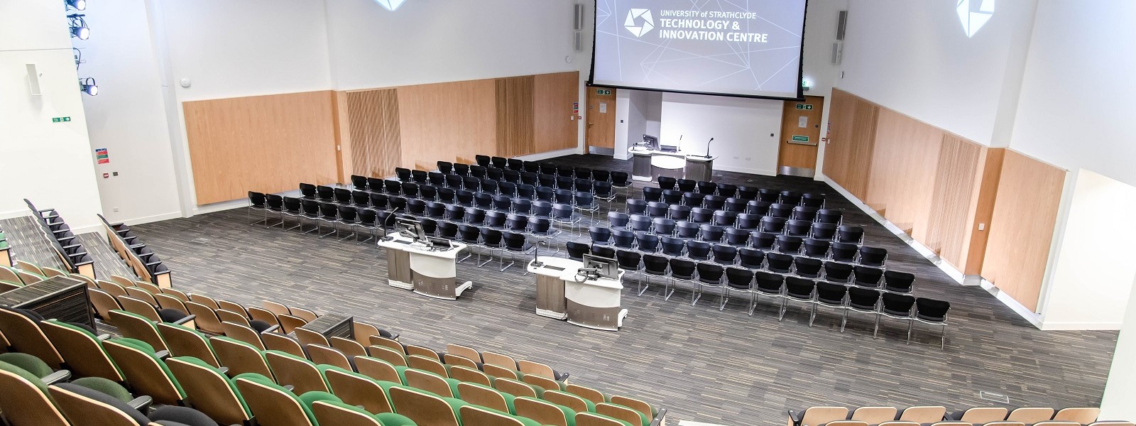 Main Auditorium in the Technology and Innovation Centre, view from rear.  Photo: Lucy Knott