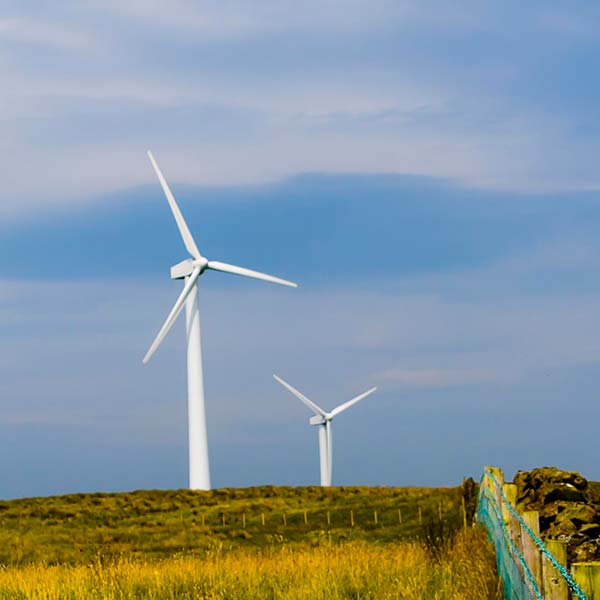 Wind turbines.