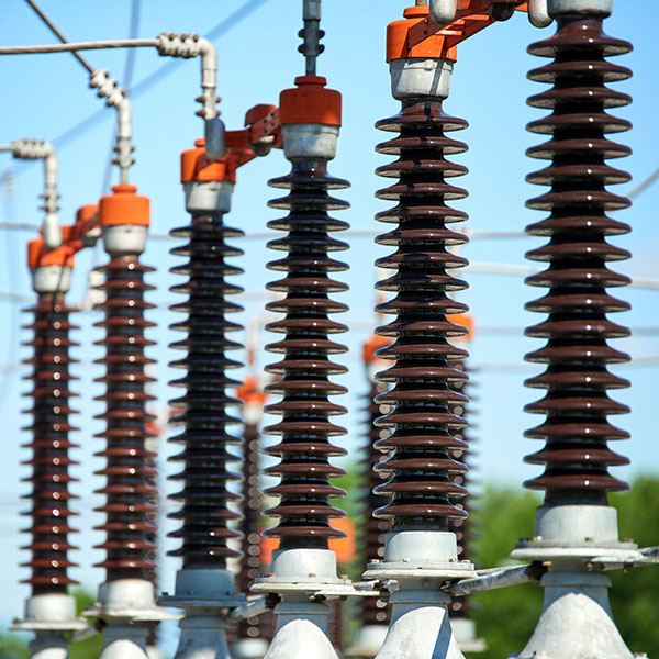 Detail of High voltage power transformer in substation
