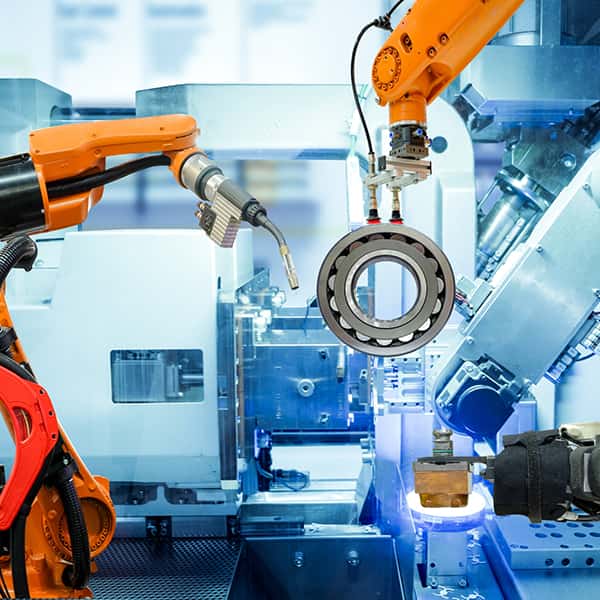 Robot working on smart factory - industry 4.0 concept