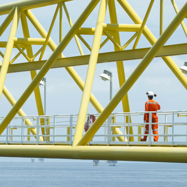 A worker on an oil rig