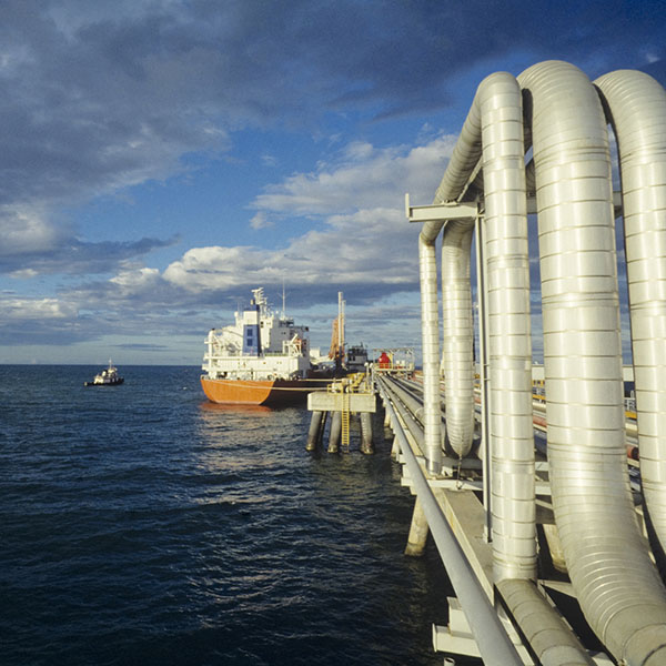 Tanker at oil pipeline