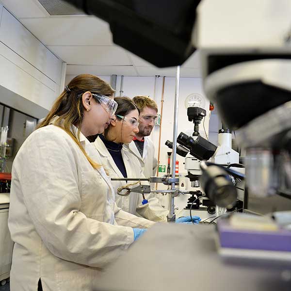 Chemical Engineering students in a lab.