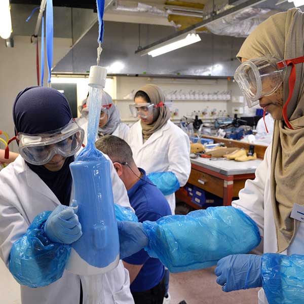 Students working in prosthetics lab.