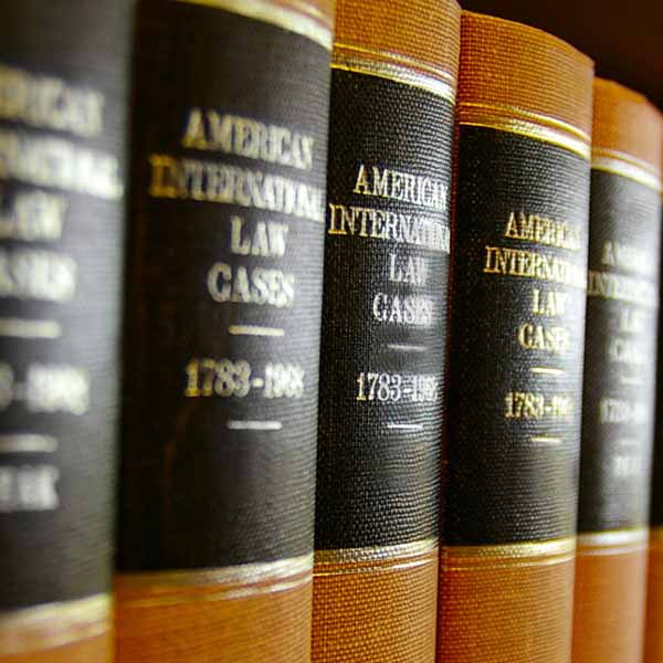 Law books on a shelf