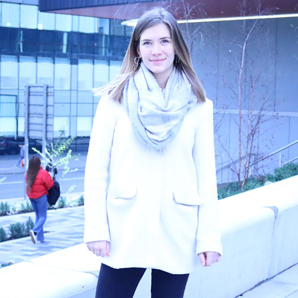 Female student pictured outside